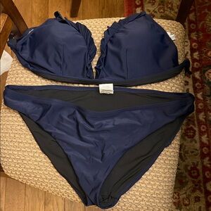 J. Crew Dark Blue Bikini Set size XL